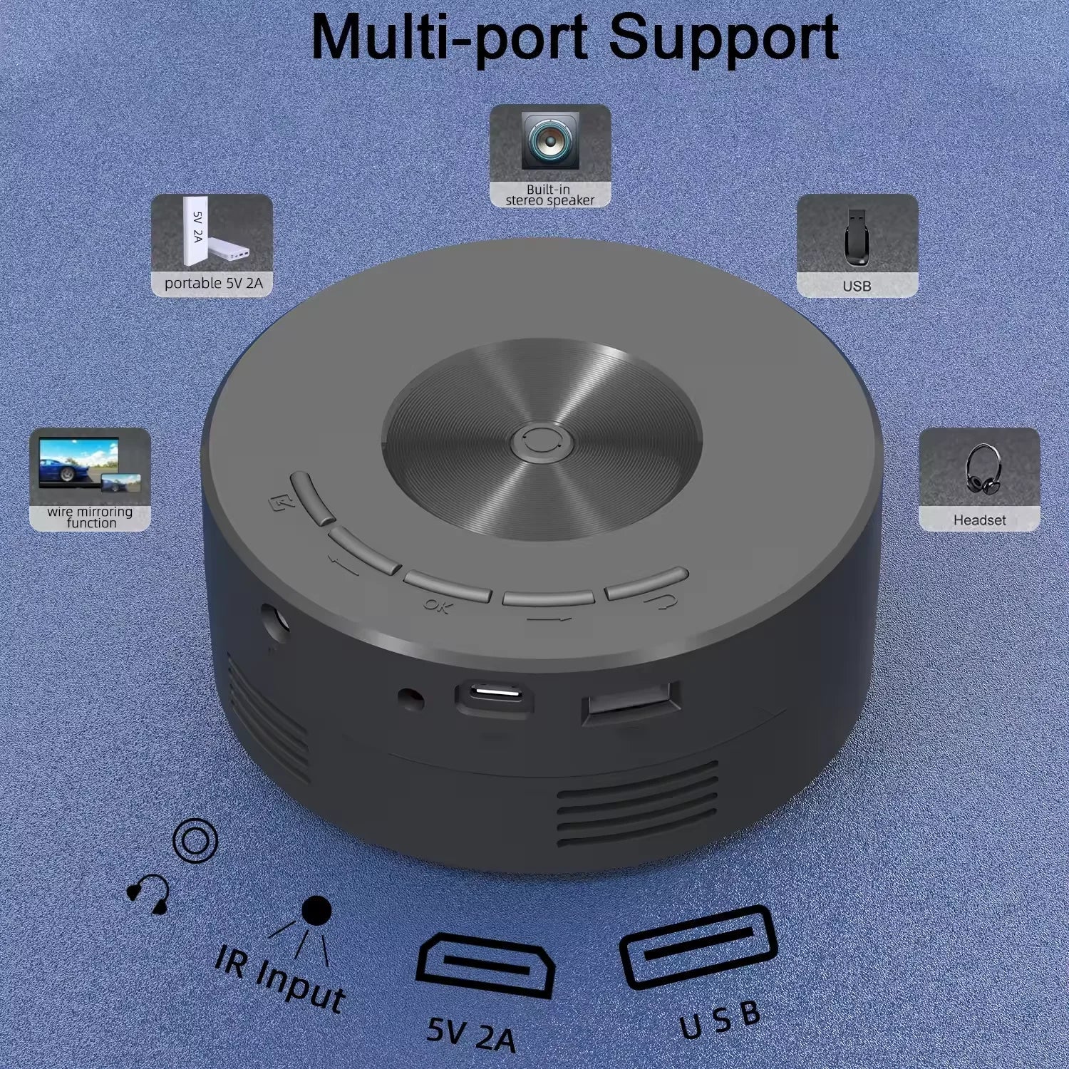KTX-861331 Portable Smart Projector Mini LCD Media Player for Home and Gaming