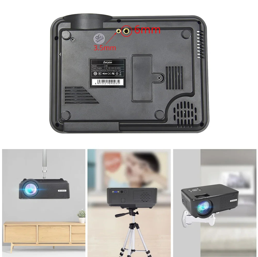 KTX-631955 Mini Portable Smart WiFi LED Projector 1280x720p HD for Home Theatre
