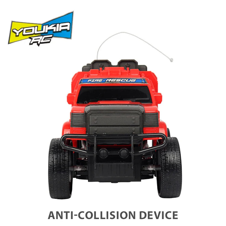 KTX-409491 Remote Control Red 27MHz Fire Truck Toy Car for Kids - 4WD, Indoor/Outdoor Use