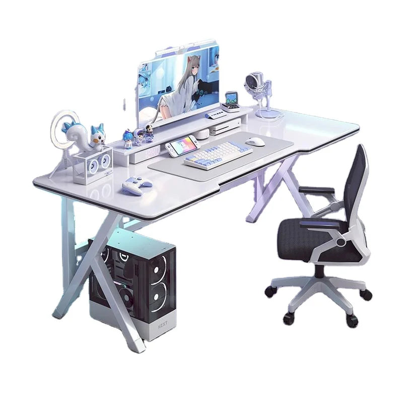 KTX-989459 Minimalist White Computer Desk for Home and Office - Multi-Purpose Workbench and Gaming Table