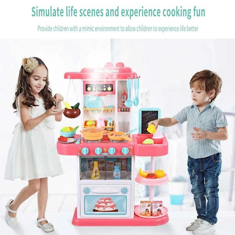 KTX-015123 Children's Kitchen Playset with Spray and Circulating Water, 72Cm Cooking Toy for Ages 2-13
