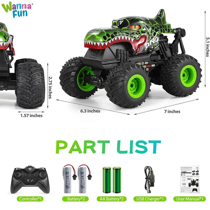 KTX-934931 360° Rotating Remote Control Dinosaur Stunt Truck - 2.4G Electric Crawler for Indoor and Outdoor Play