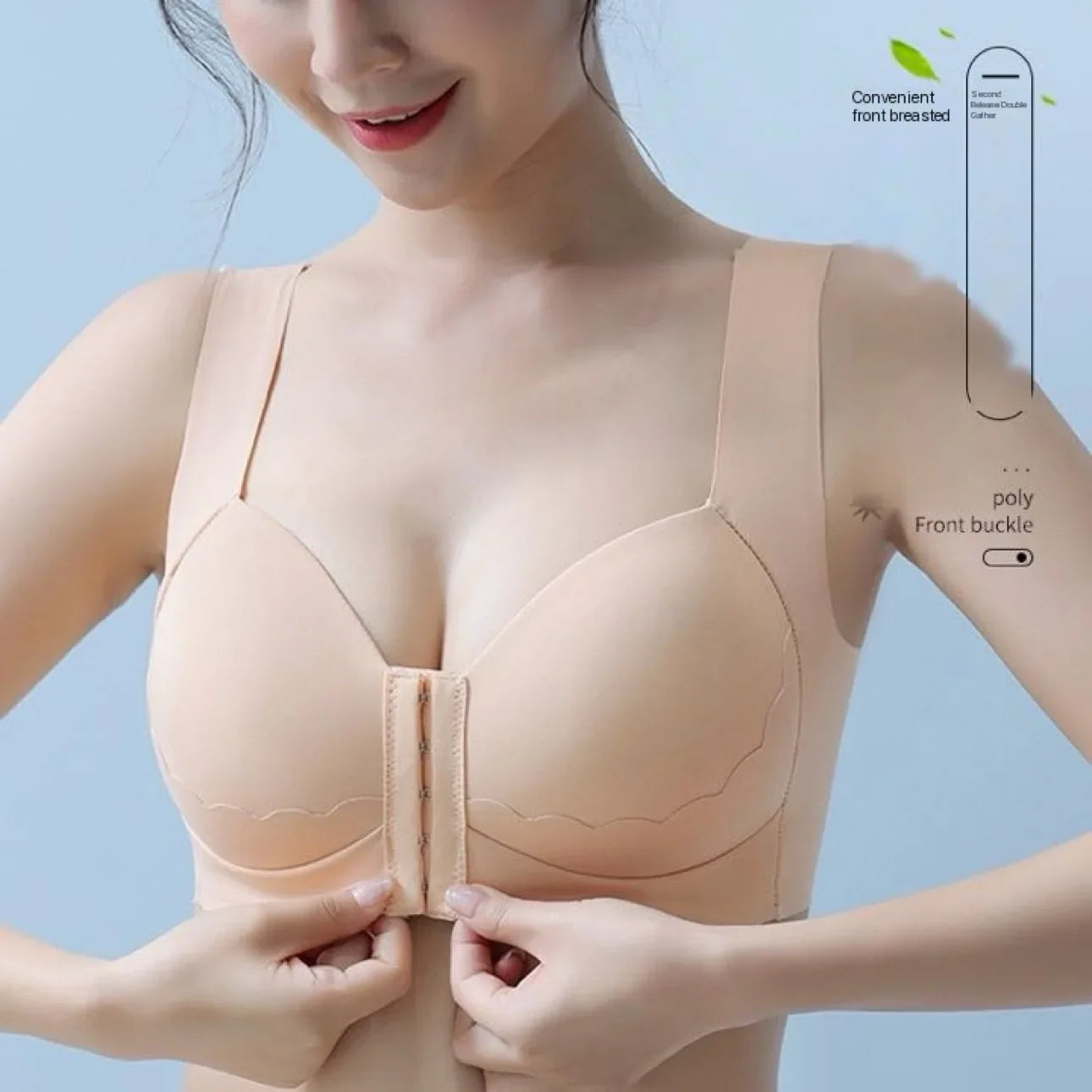 KTX-378899 High Quality Plus Size Seamless Bra Front Buckle No Underwire Bra Push up Wire Free Bra for Women