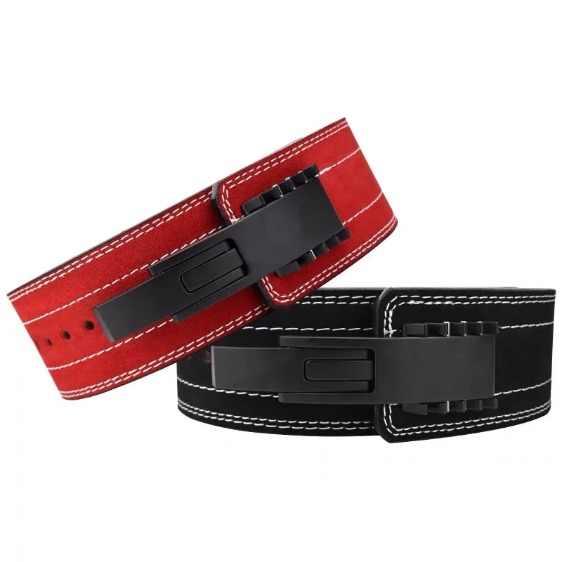 KTX-452819 Leather Weightlifting Belt - 10mm Thick Cowhide, 4-Layer Design, Lever Closure