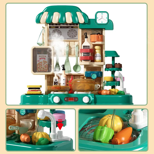 KTX-345107 48-Piece Realistic Kitchen Play Set with Lights and Sounds for Kids Ages 5 and Up