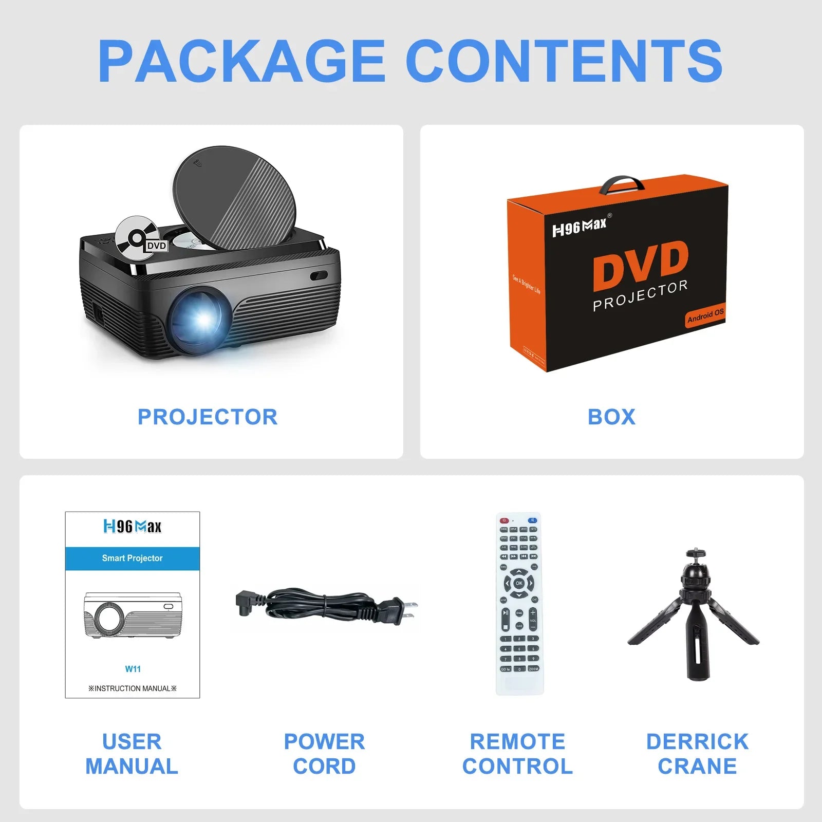 KTX-221779 Android 9.0 4K Home Theater Multimedia Projector with 2.4G and 5G WiFi