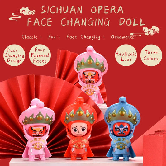 KTX-371731 Creative Mini Action Figure Toy - Chinese SiChuan Opera Face-Changing Educational Toy for Kids, 6x5.5x10.3cm