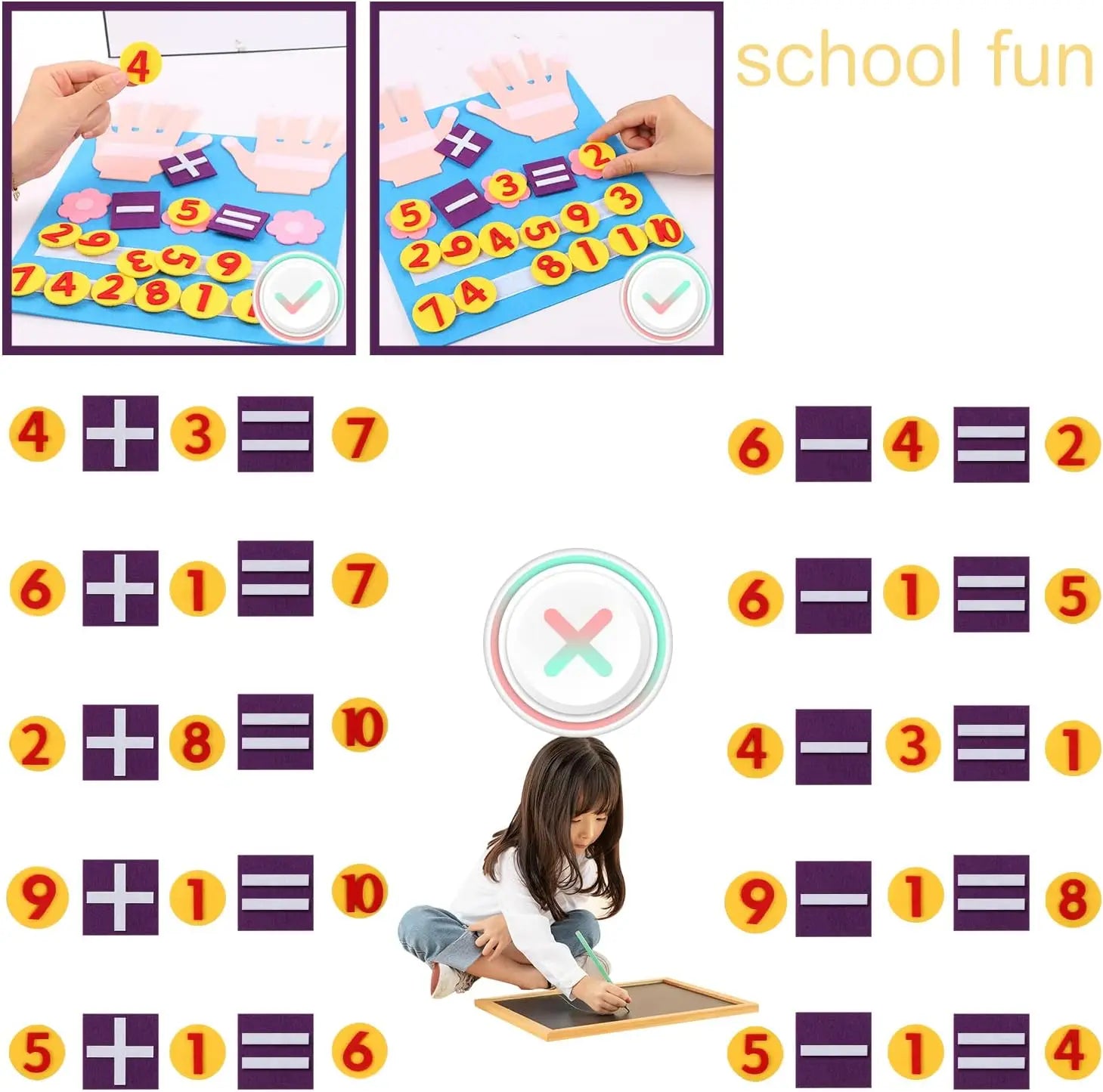 KTX-598803 Montessori Math Manipulatives and Felt Finger Numbers Counting Toy for Learning Activities