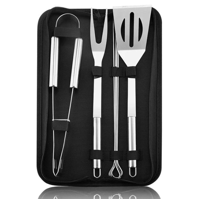 KTX-886867 Portable Stainless Steel BBQ Grilling Tool Set with Oxford Bag - 3/5/7/9 Pieces for Outdoor Cooking