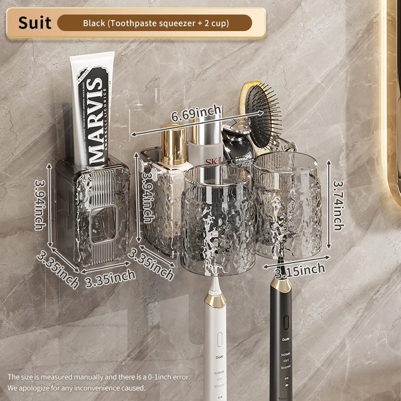 KTX-956243 Eco-Friendly Transparent Wall Hanging Toothbrush and Cosmetic Cup Holder for Bathroom