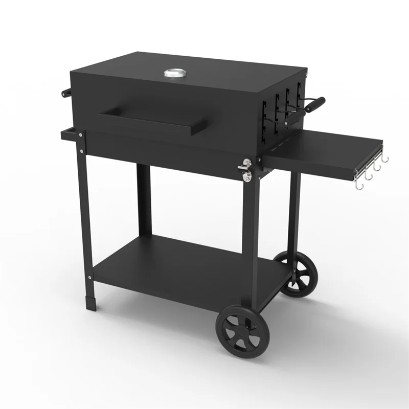 KTX-465811 Extra Large Heavy-Duty Charcoal BBQ Grill with Foldable Side Table for Outdoor Cooking