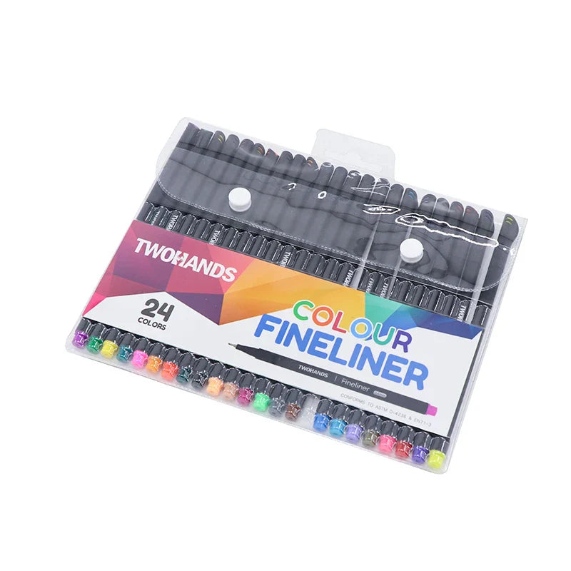 KTX-170515 Ultra Fine Tip 0.4mm Fineliner Pens Set in 24 Vibrant Colours for Drawing and Office Use