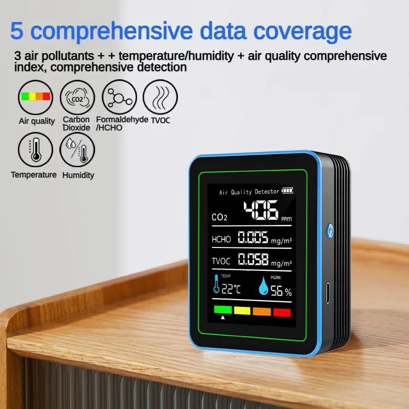 KTX-864467 Indoor Air Quality Monitor CO2 Meter with Temperature and Humidity Detection
