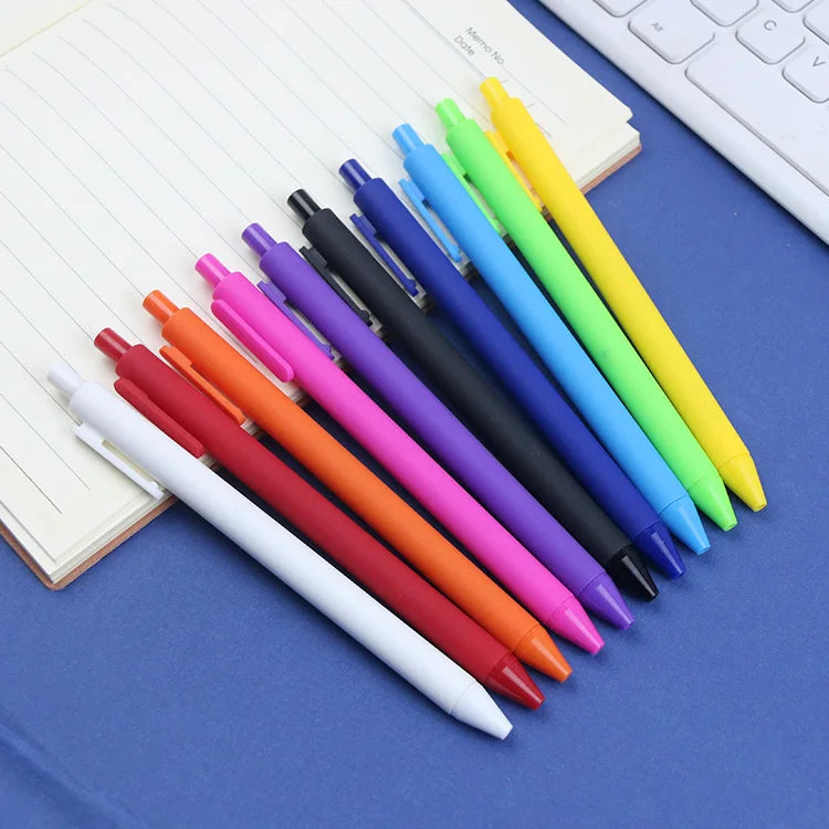 KTX-929939 Custom Logo Printed Retractable Ballpoint Pen with Soft Rubber Grip in Multiple Colours
