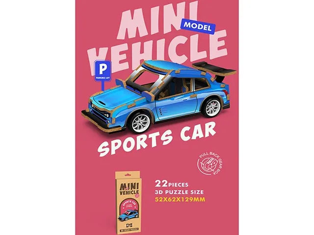 KTX-692051 3D Wooden Puzzle Car for Kids - DIY Assembly Educational Toy