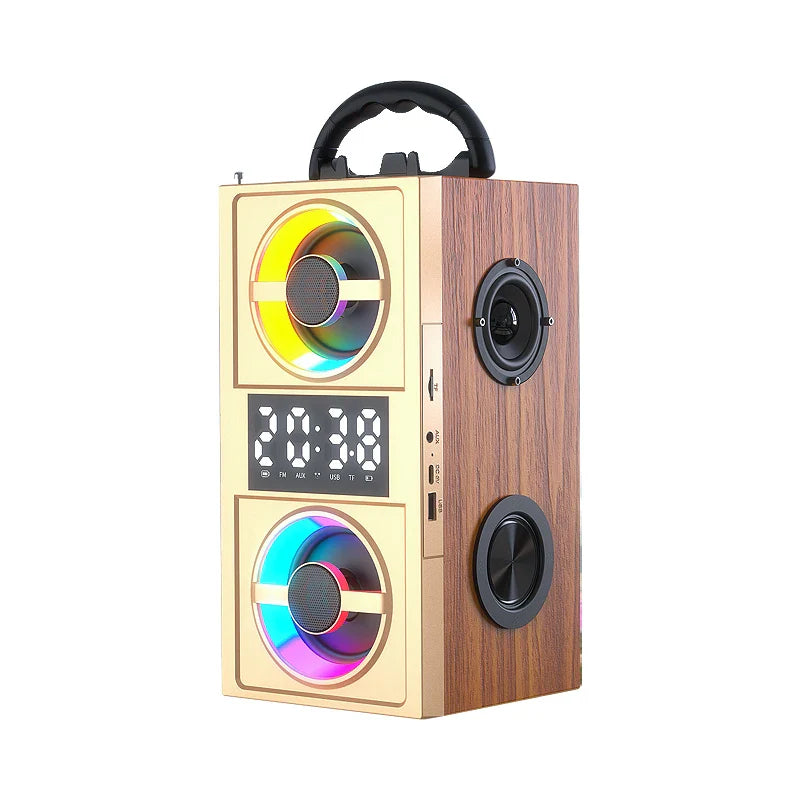 KTX-399763 Wireless Wood Bluetooth Speakers with Stereo Subwoofer for Home Audio and Desktop Use