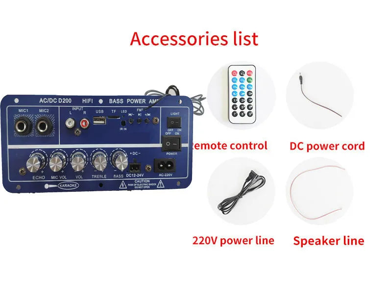 KTX-958483 50W Dual Channel Digital Power Audio Receiver with USB for Home and Outdoor Use