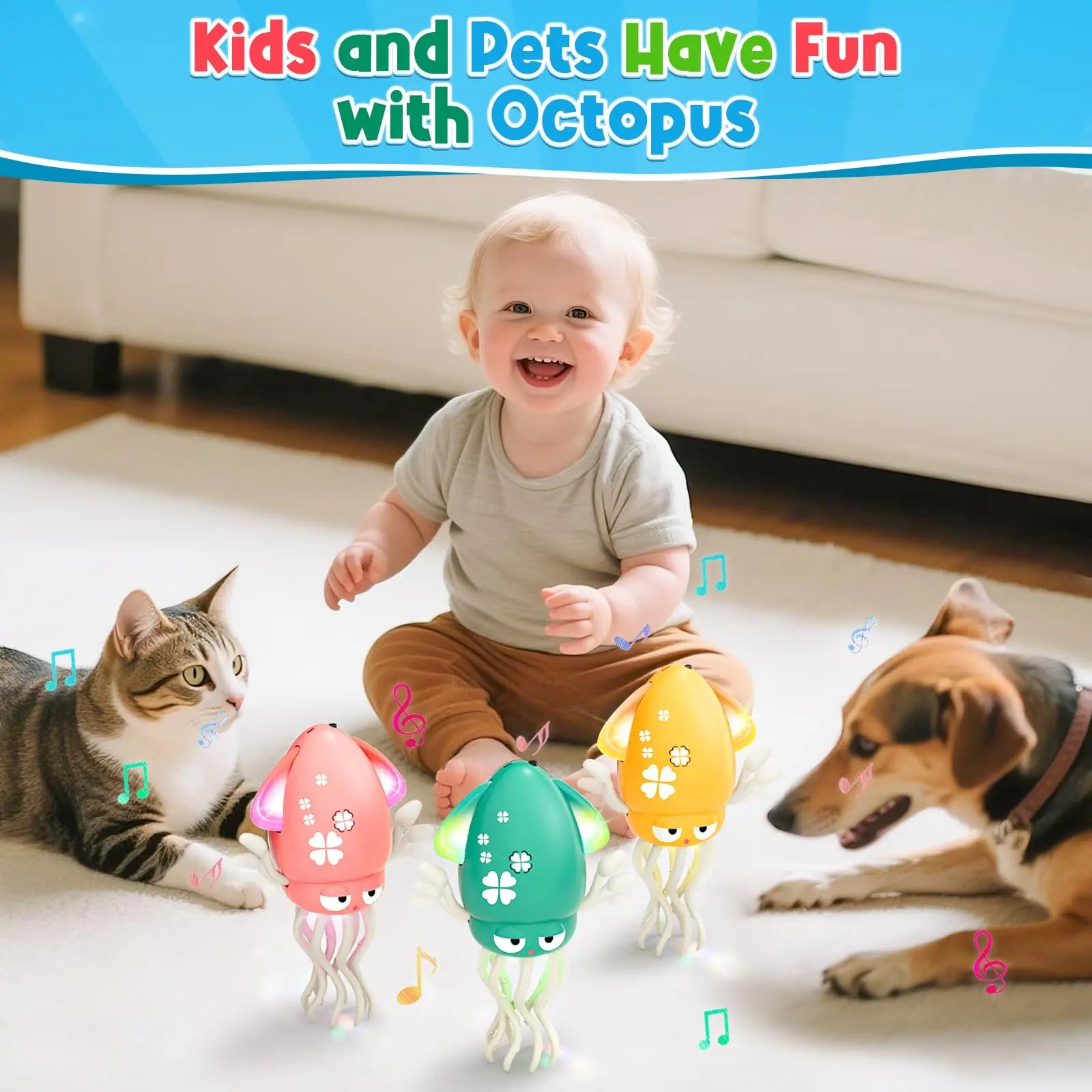 KTX-984659 Interactive Electric Induction Dancing Octopus Toy with Lights for Kids