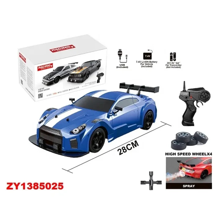 KTX-043219 1/16 Scale 2.4GHz 4WD Remote Control Drift Car with LED Lights and Drift Tires