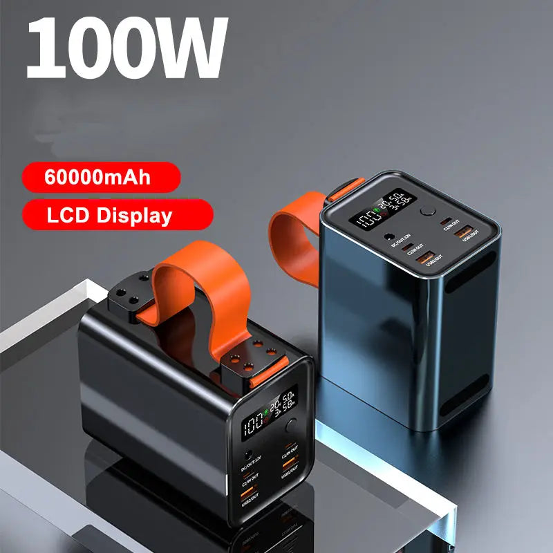 KTX-626195 60000mAh 100W Portable Power Bank with Lanyard for Laptops and Notebooks