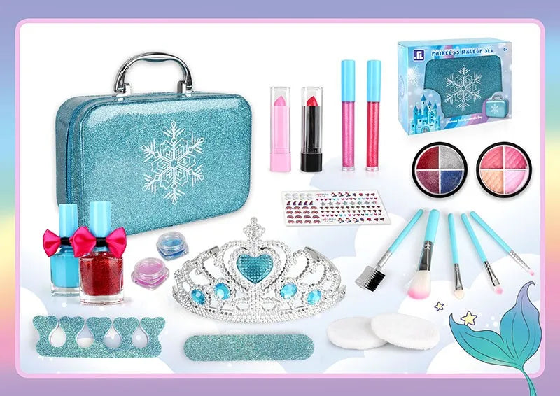 KTX-836627 Kids Real Washable Lip Gloss and Mini Nail Makeup Kit Set for Girls