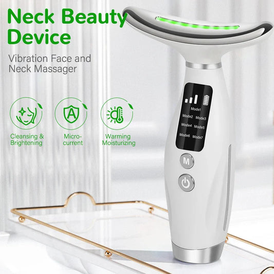 KTX-193427 Neck and Face Massage Device with Red Light Therapy, EMS Vibration, and LED Heating for Skin Rejuvenation