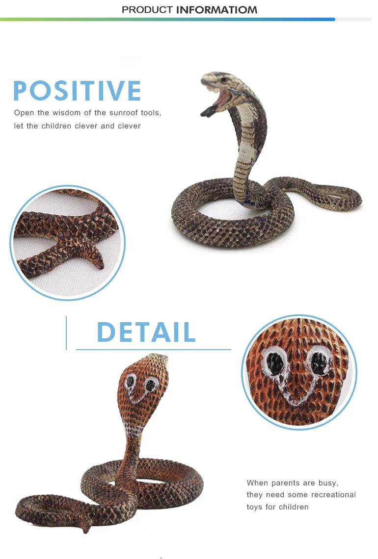 KTX-359763 Realistic Plastic Naja Snake Toy for Ages 5-13, Hand-Made in Guangdong, 4.5 x 7 x 4.5 CM