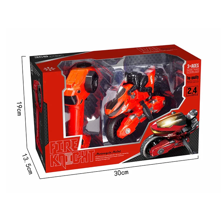 KTX-212883 2.4G Remote Control Stunt Motorcycle for Kids - 360° Rotation, Durable Red Mini Car, Indoor/Outdoor Fun