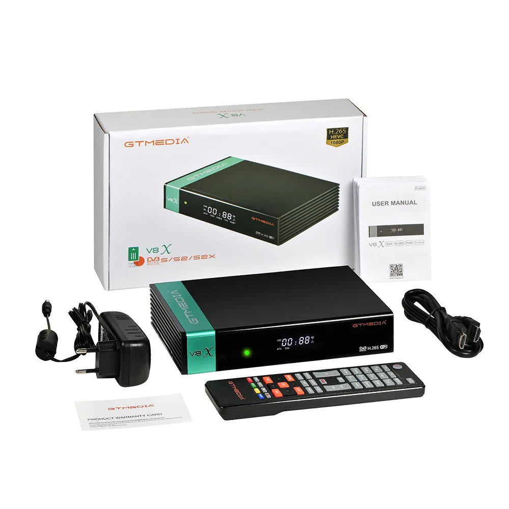 KTX-778835 GTMEDIA V8X Satellite Receiver - DVB-S/S2/S2X, CA Card Slot, Multi-Stream HEVC Support