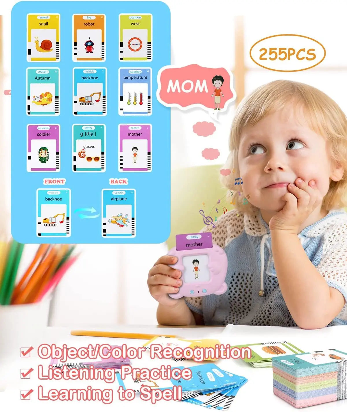 KTX-444179 Kids Educational Language Card Reader with 112 Talking Flash Cards