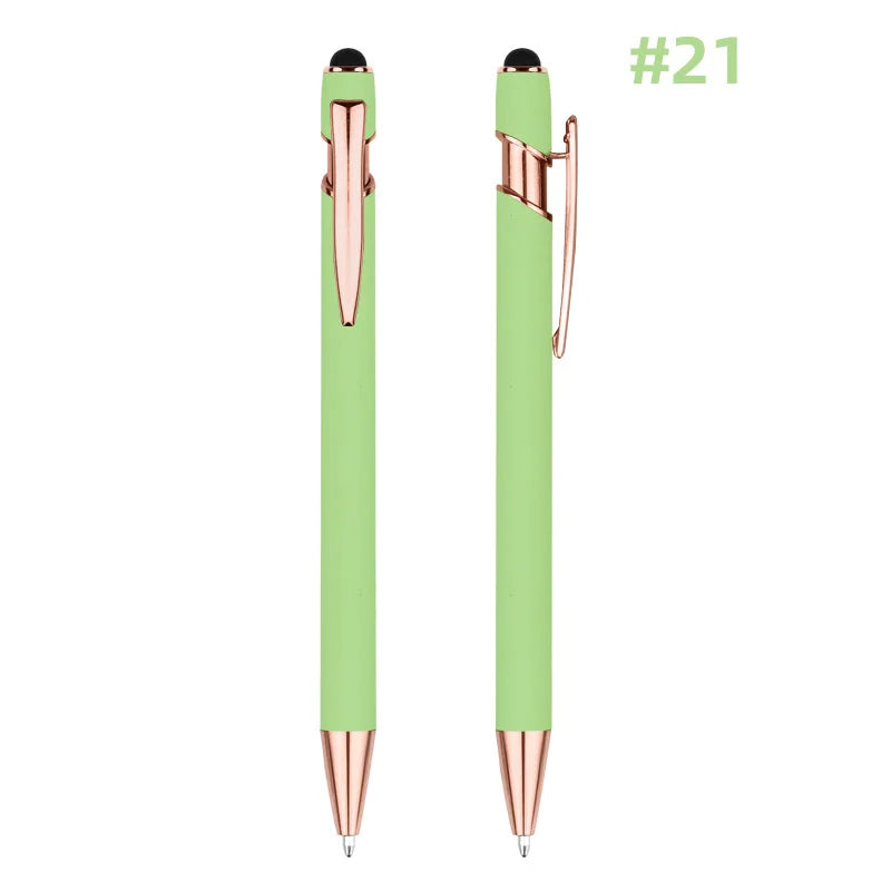 KTX-848595 Rose Gold Custom Logo Soft Touch Screen Pen with Rubber Grip for Mobile Devices