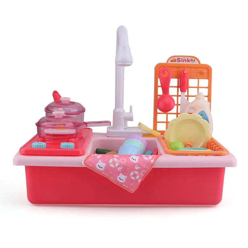 KTX-949587 Electric Toy Kitchen Play Set for Kids Age 2-7, Battery Operated Tableware Toys