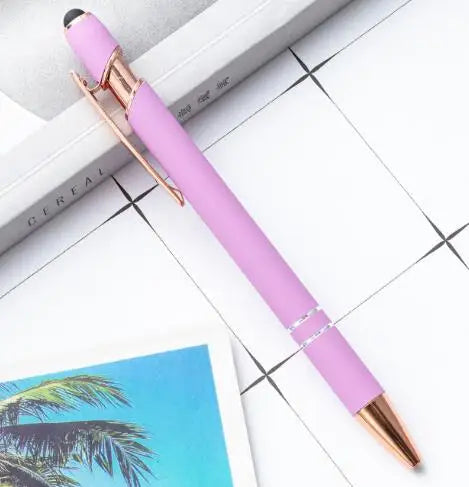 KTX-324307 2 in 1 Multifunctional Stylus and Metal Ballpoint Pen with Custom Logo, Soft Touch Rubber Body, Rose Gold Finish