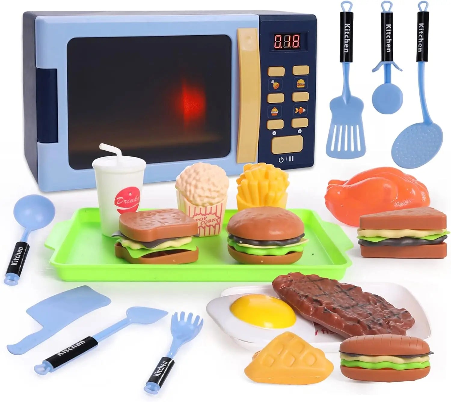 KTX-130387 Realistic 23-Piece Electric Kitchen Appliances & Tool Play Set for Kids