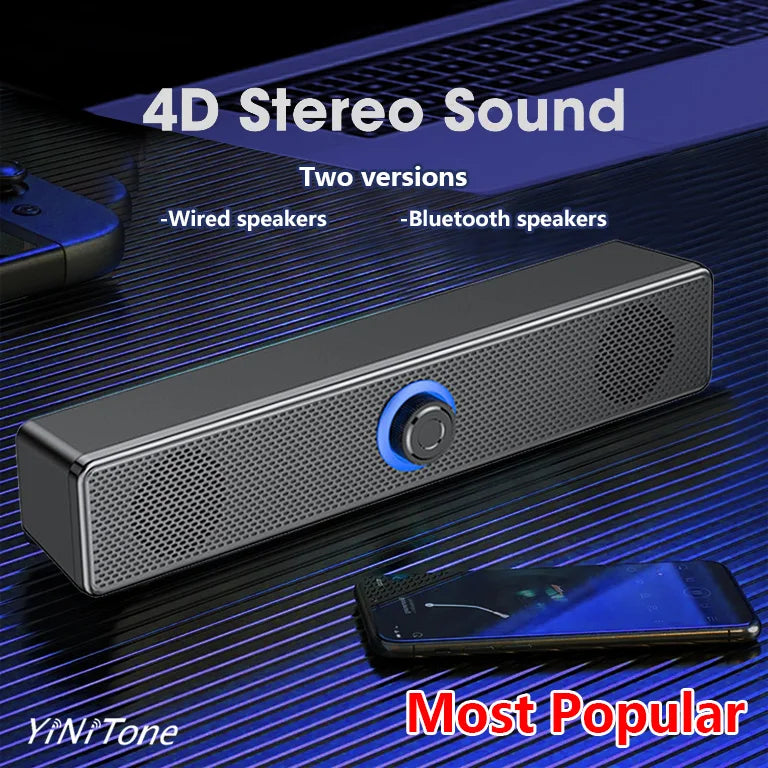 KTX-336531 Portable 4D BT5.0 Soundbar with Subwoofer for Home Theatre and Computer Audio, USB Wired & Wireless Bluetooth Connectivity