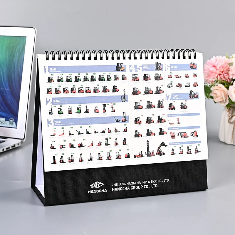 KTX-786515 2024 Business Lanner Spiral Desk Calendar - Customisable A4/A5/A6 Sizes, PVC & Art Paper Cover