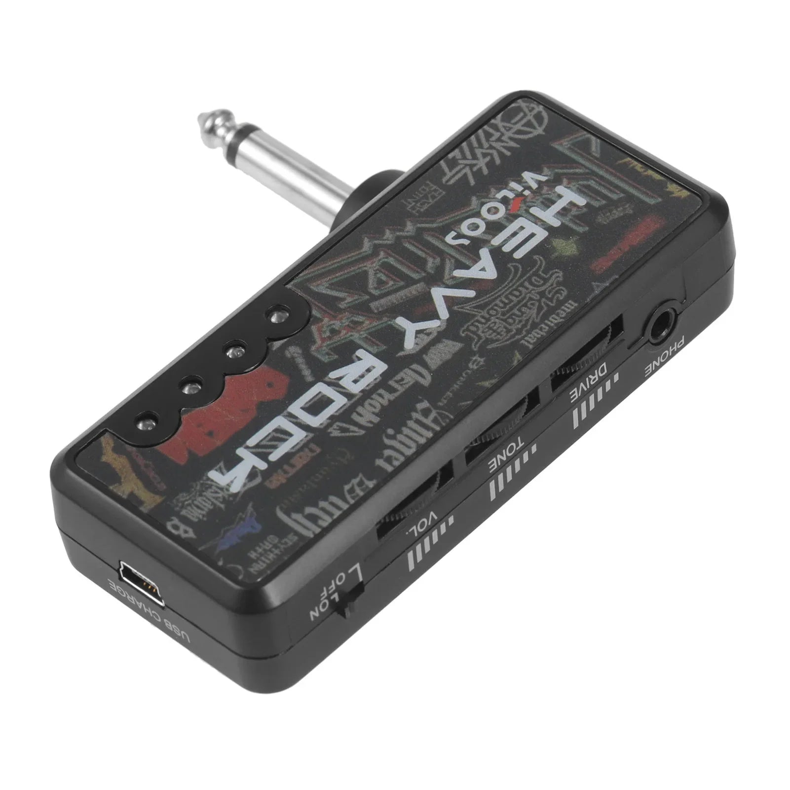 KTX-153939 Portable Mini Earphone Amplifier for Electric Guitar with Distortion Effect - Rechargeable Battery, USB Cable Included
