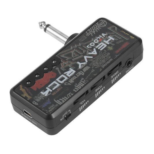 KTX-153939 Portable Mini Earphone Amplifier for Electric Guitar with Distortion Effect - Rechargeable Battery, USB Cable Included