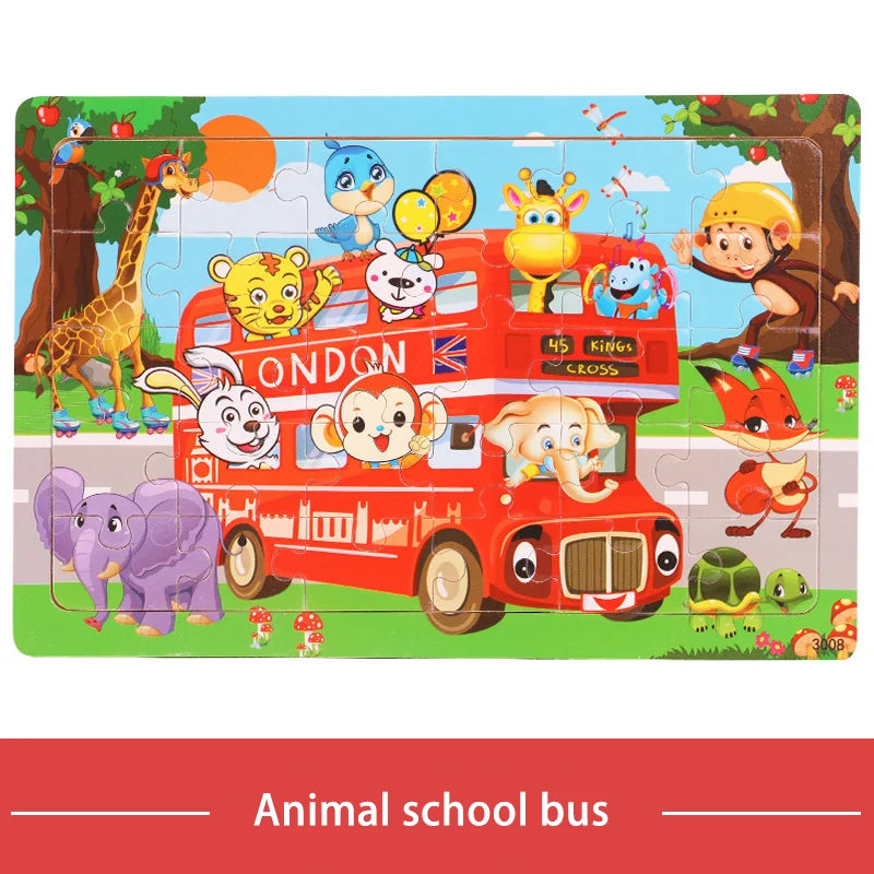 KTX-709779 30-Piece Wooden Jigsaw Puzzle for Toddlers - Educational Montessori Animal Game for Kids