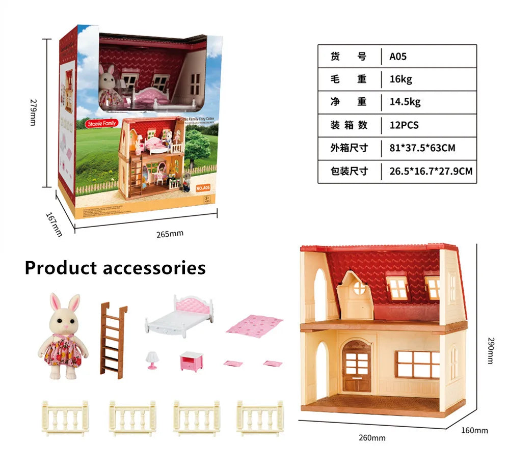 KTX-027411 Forest Family Mini Doll House Role Play Set for Kids - Plastic Pretend Playhouse Gifts for Girls