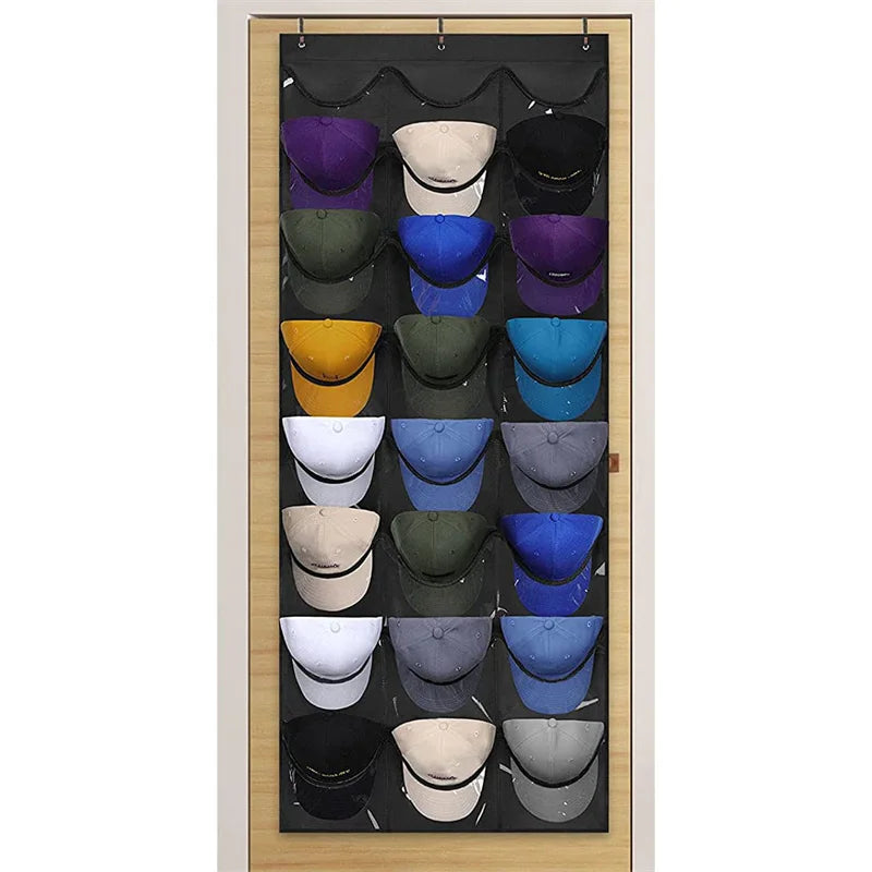KTX-795027 Over-the-Door Hat Organizer with 24 Slots for Baseball Cap Storage