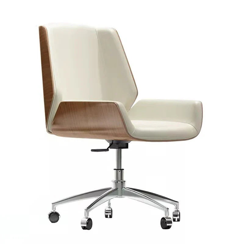 KTX-053843 Elegant Wooden Conference Chair with Black Walnut Plywood and Leather Upholstery