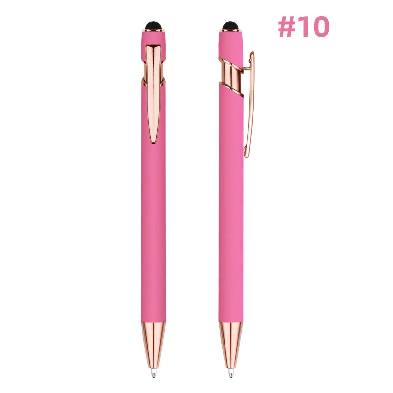 KTX-848595 Rose Gold Custom Logo Soft Touch Screen Pen with Rubber Grip for Mobile Devices