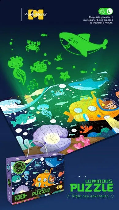 KTX-264915 Glow in the Dark 96-Piece Jigsaw Puzzle for Kids - Unique Educational Luminous Toy
