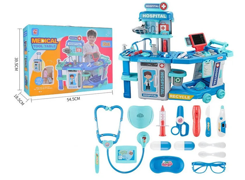 KTX-967699 3 in 1 Kids Medical Pretend Playset with Stethoscope and Surgical Light