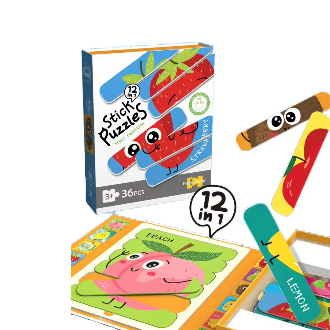 KTX-445715 36PCS Baby Matching Card Puzzle Set - Educational Cartoon Animal Jigsaw Toys for Kids