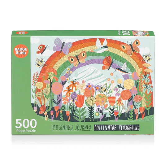 KTX-973075 500 Piece Custom Paper Puzzle - Pollinator's Playground for Ages 2 to 7