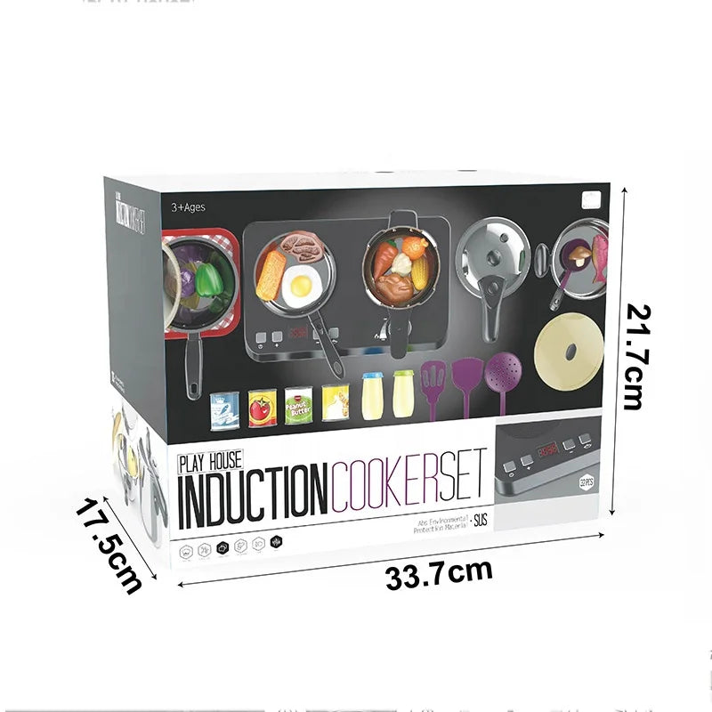 KTX-736019 Miniature Kitchen Cooking Set for Kids Age 5-7 - Stainless Steel Pretend Play Food Toys