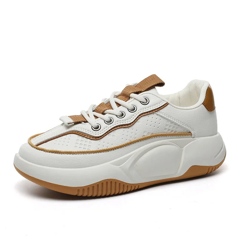 KTX-212755 YB6051-1 New Women's Sports Shoes Solid Color Autumn Breathable Increase Sole Sports Casual Shoes Versatile Board Shoes