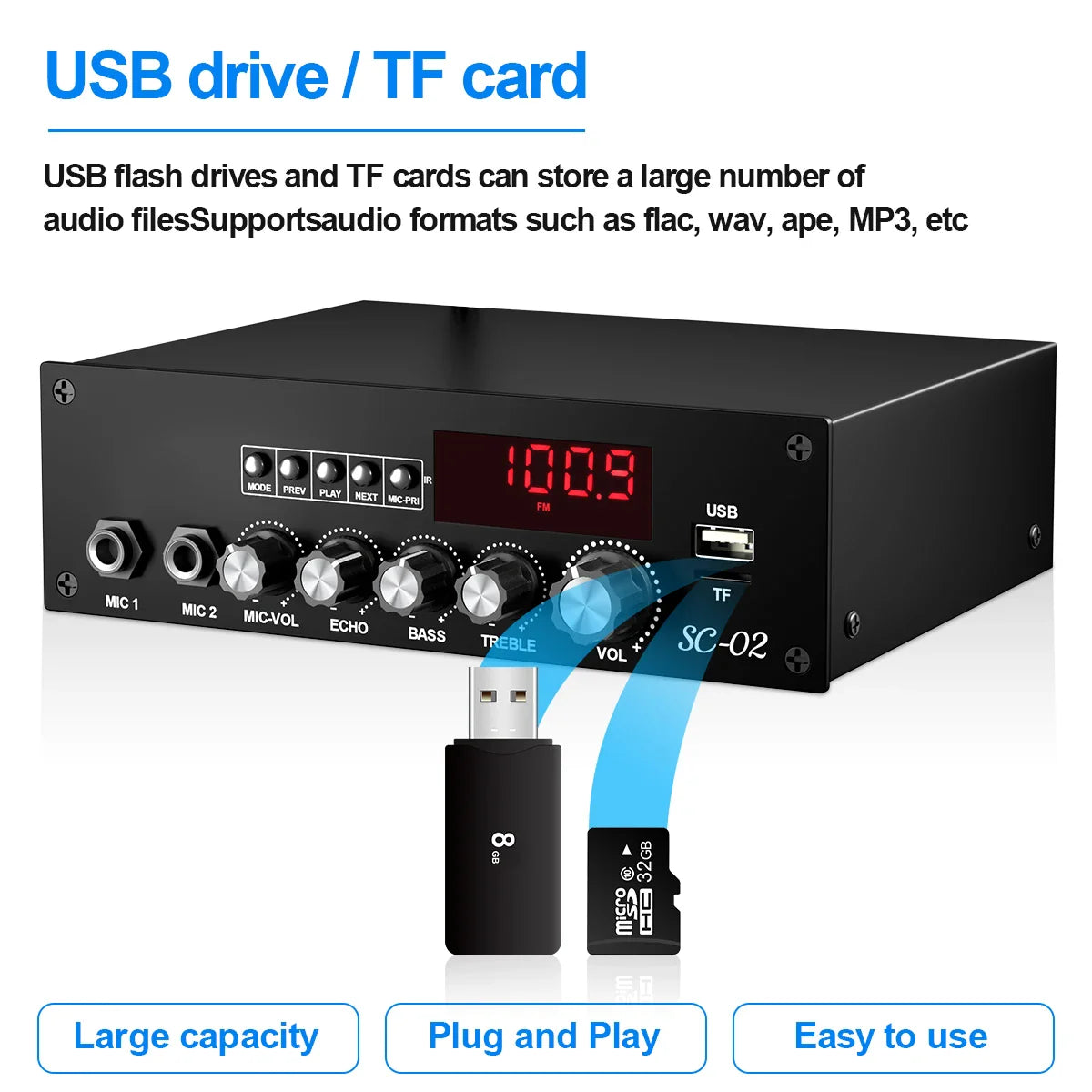KTX-678227 200W Bluetooth High Power Amplifier Mini Home Theater Dual Channel Digital AMP